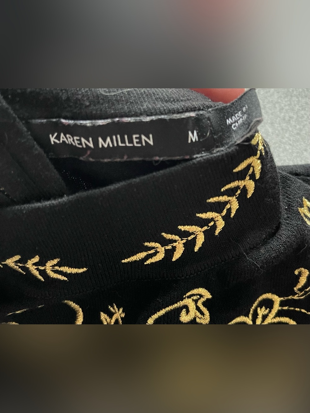Karen Millen Black Sweater with Gold Embroidered Foliage Size Medium - Picture 6 of 10
